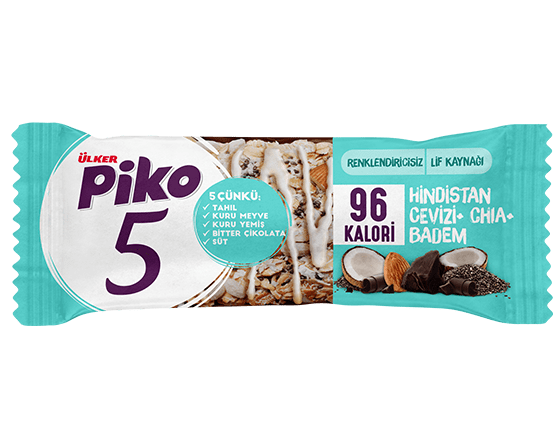 Ülker Piko 5 Coconut, Chia, and Almond Bar (Hindistan Cevizi & Chia & Badem Bar) 20g