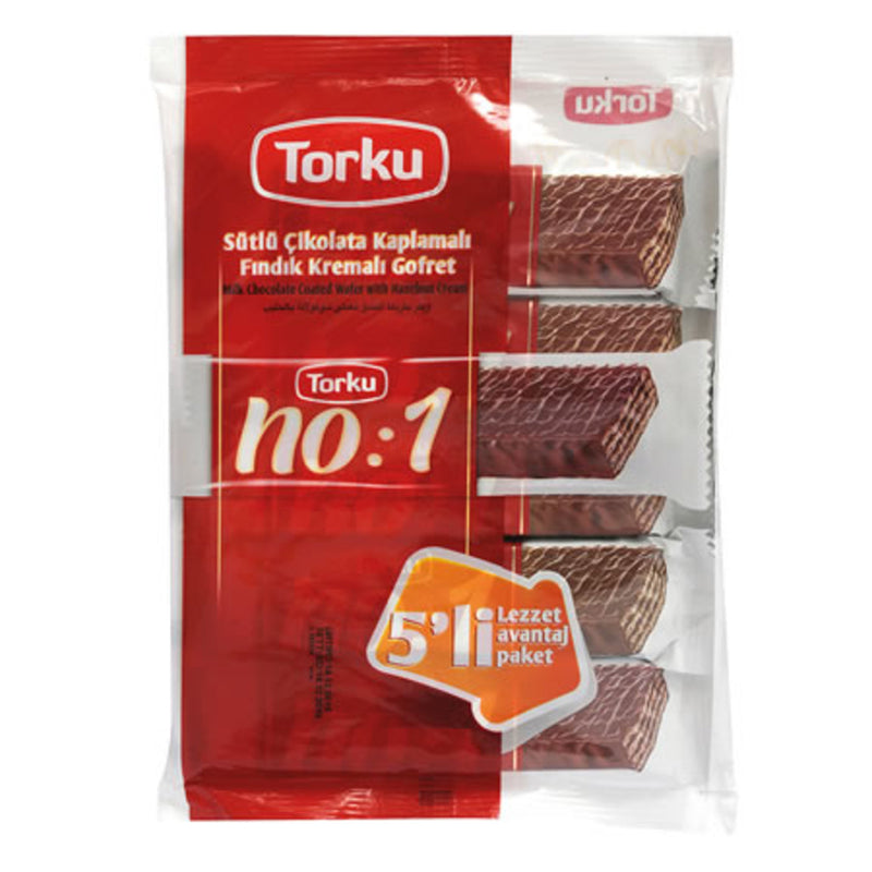 Torku No:1 Chocolate Hazelnut Cream Wafer, Pack of 5 (5'li Paket) 175g